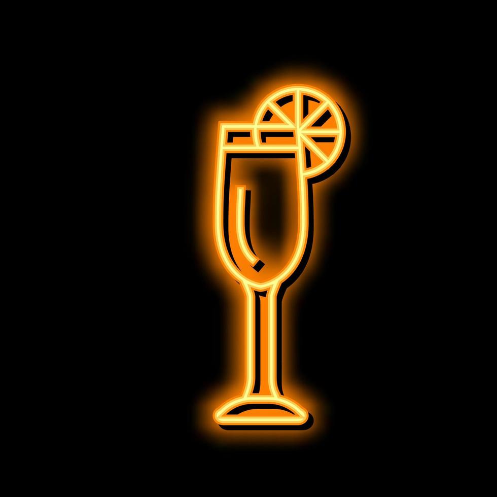 mimosa cocktail glas dryck neon glöd ikon illustration vektor