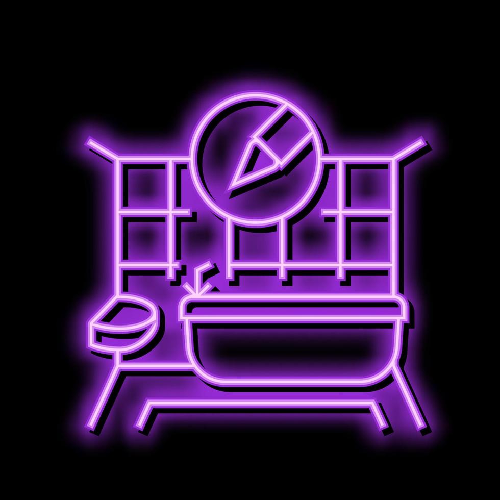 Bad Innere Design Zuhause Neon- glühen Symbol Illustration vektor