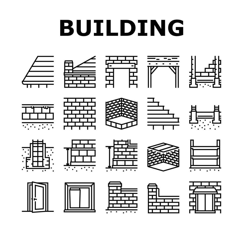 Gebäude Haus Struktur Symbole einstellen Vektor