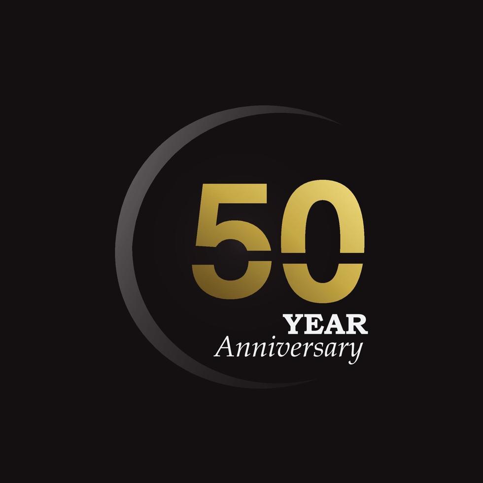 50 Jahre Jubiläum Logo Vektor Vorlage Design Illustration Gold und Schwarz