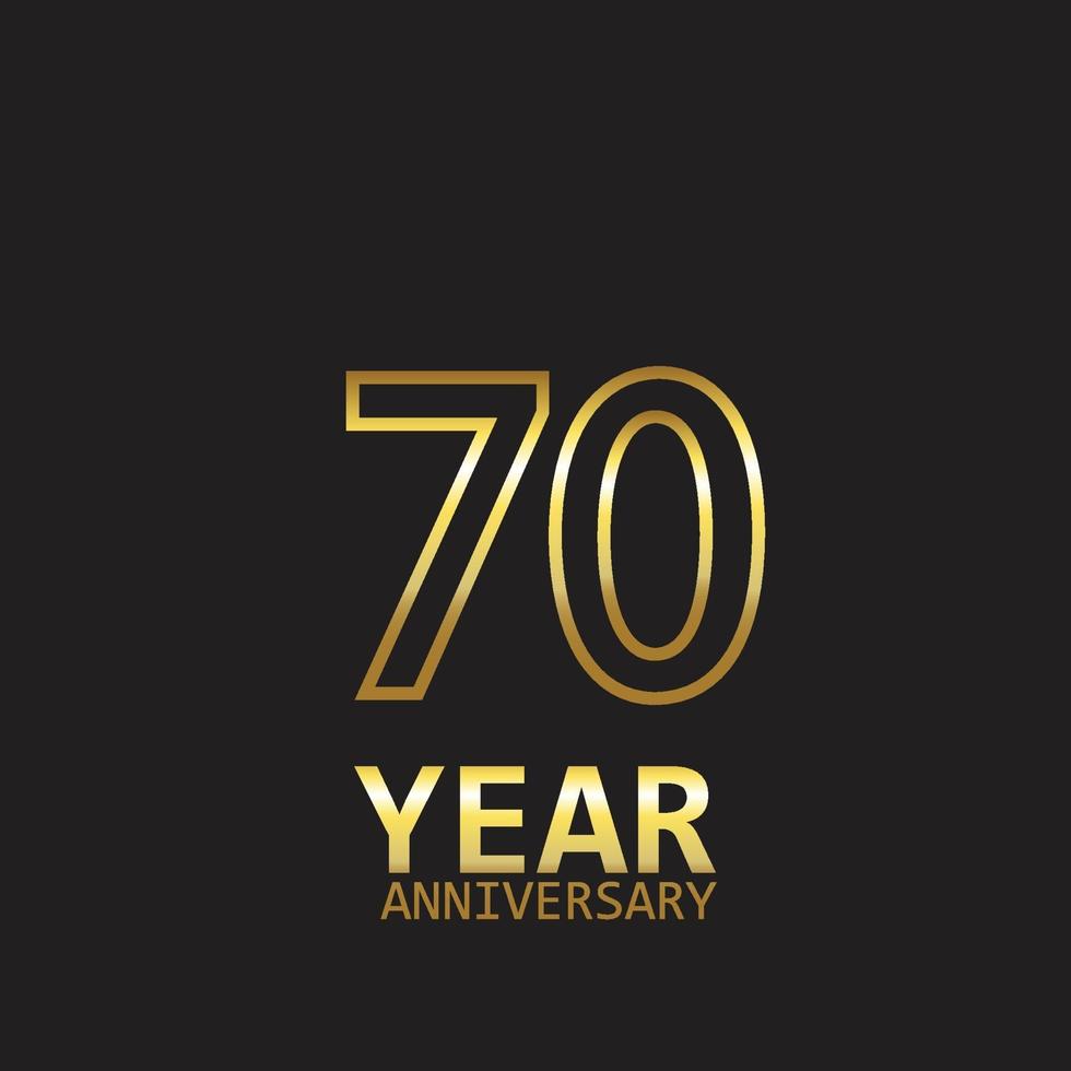 70 Jahre Jubiläum Logo Vektor Vorlage Design Illustration Gold und Schwarz