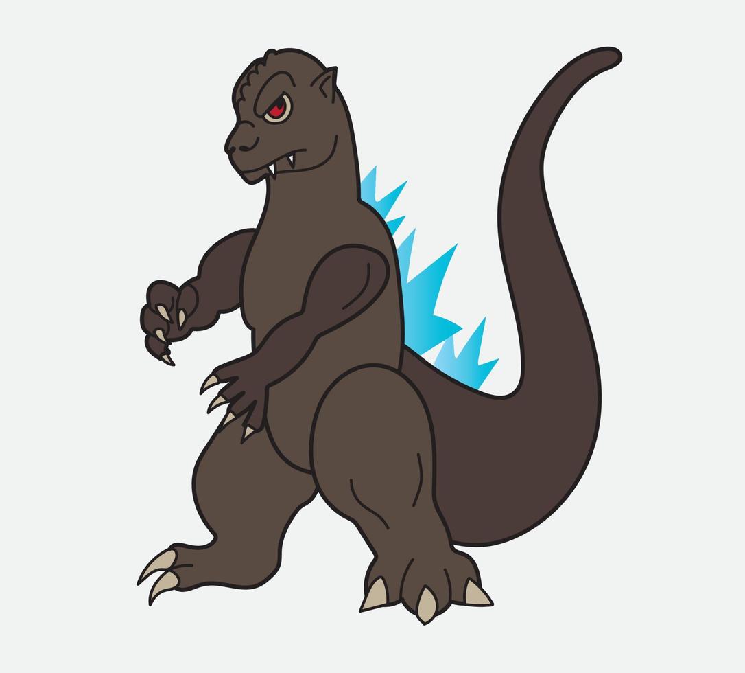 Godzilla Karikatur Vektor Illustration