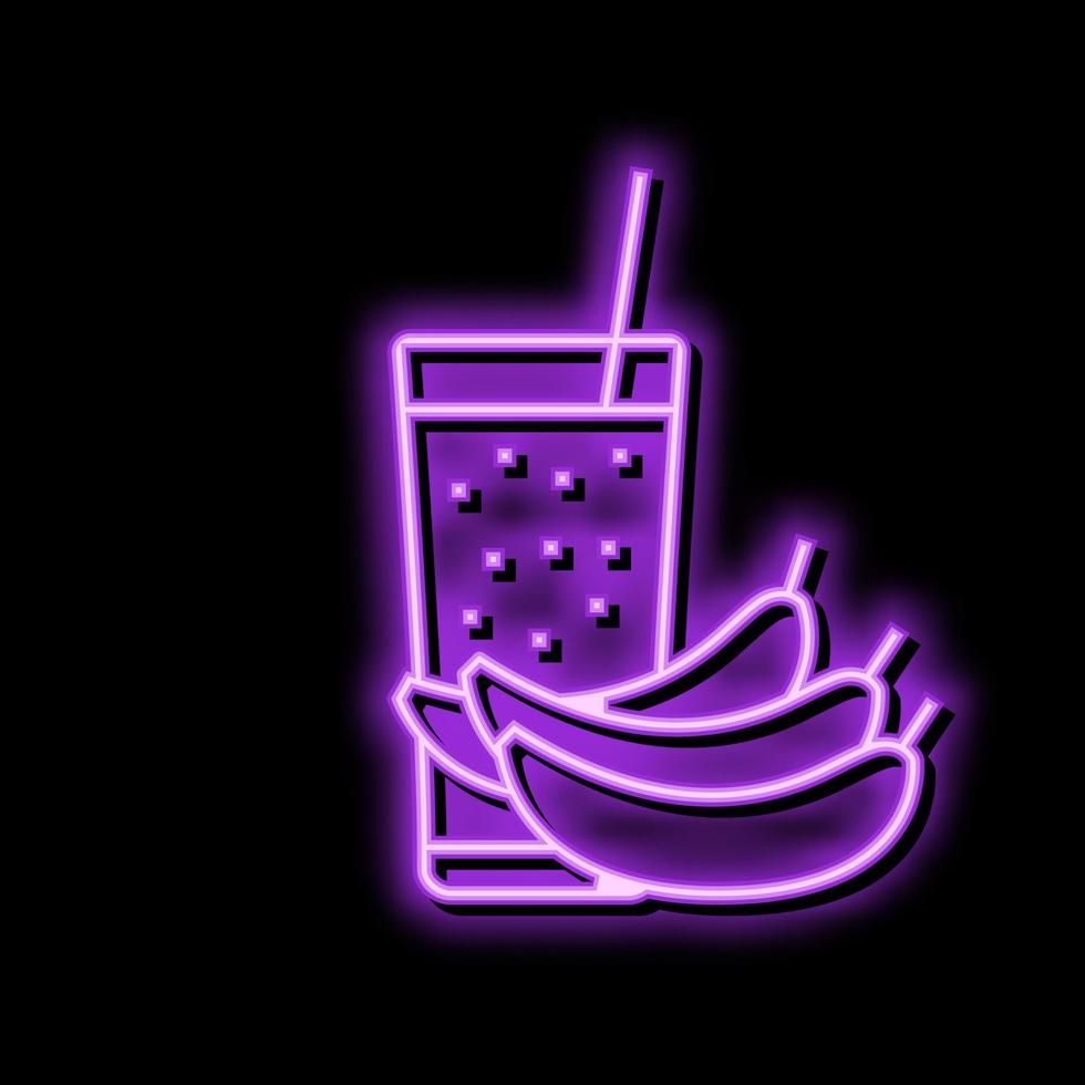 banan smoothie frukt juice mat neon glöd ikon illustration vektor