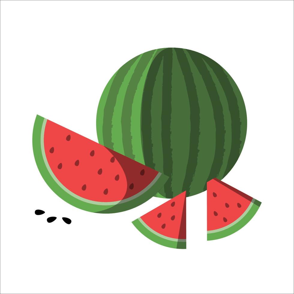 saftig Wassermelone mit rot Fleisch halbiert Vektor Illustration