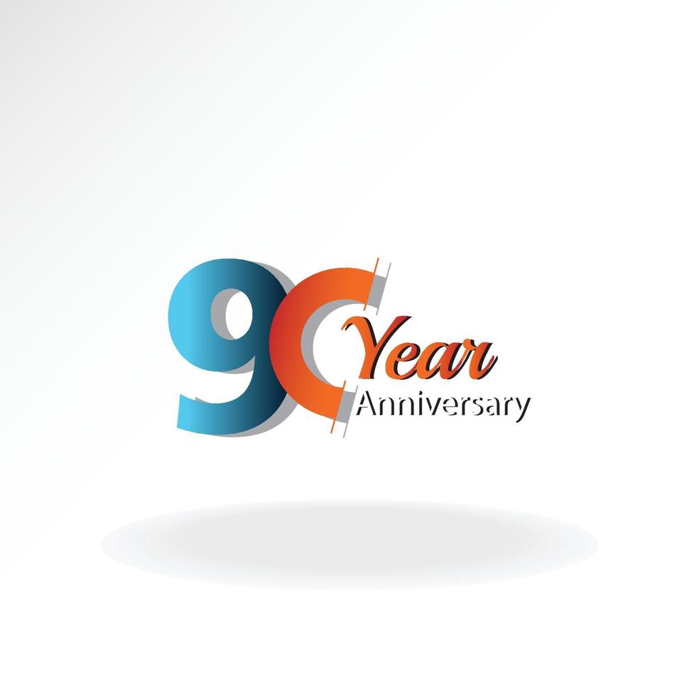 90 Jahre Jubiläum Logo Vektor Vorlage Design Illustration blau und weiß