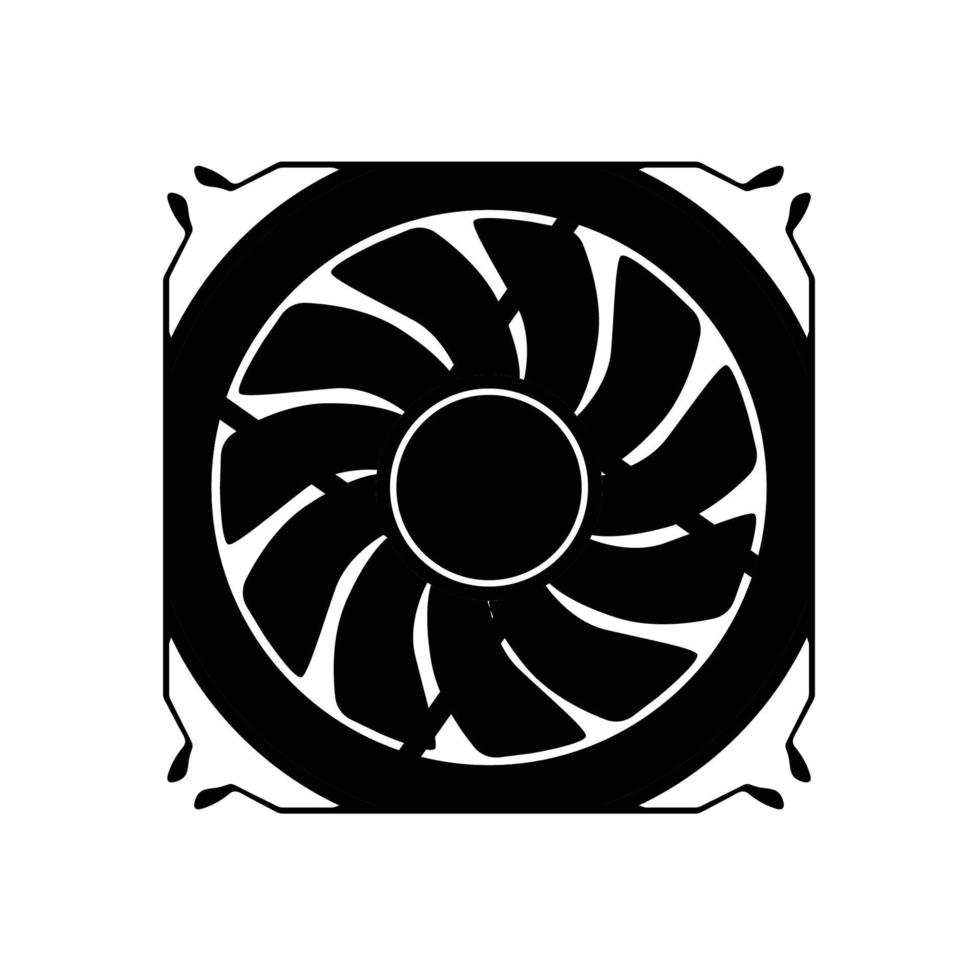 pc hölje fläkt silhuett. svart och vit ikon design element på isolerat vit bakgrund vektor