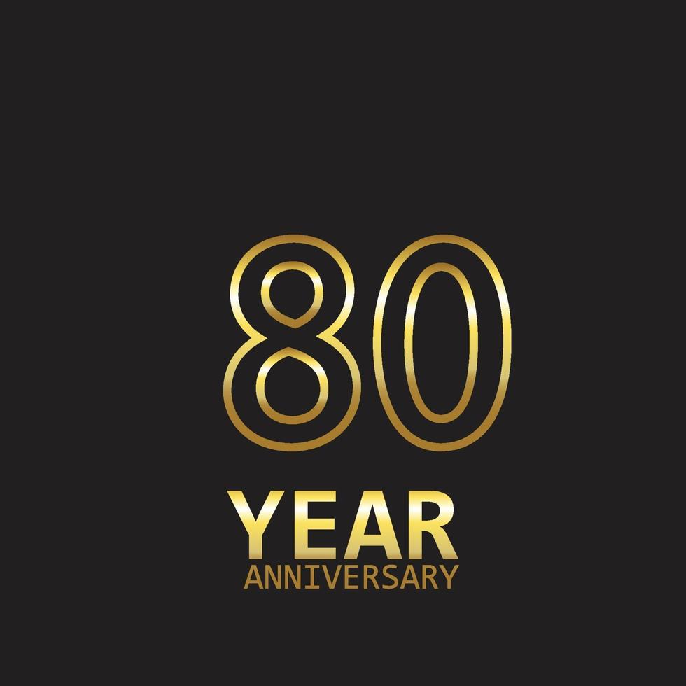 80 Jahre Jubiläum Logo Vektor Vorlage Design Illustration Gold und Schwarz