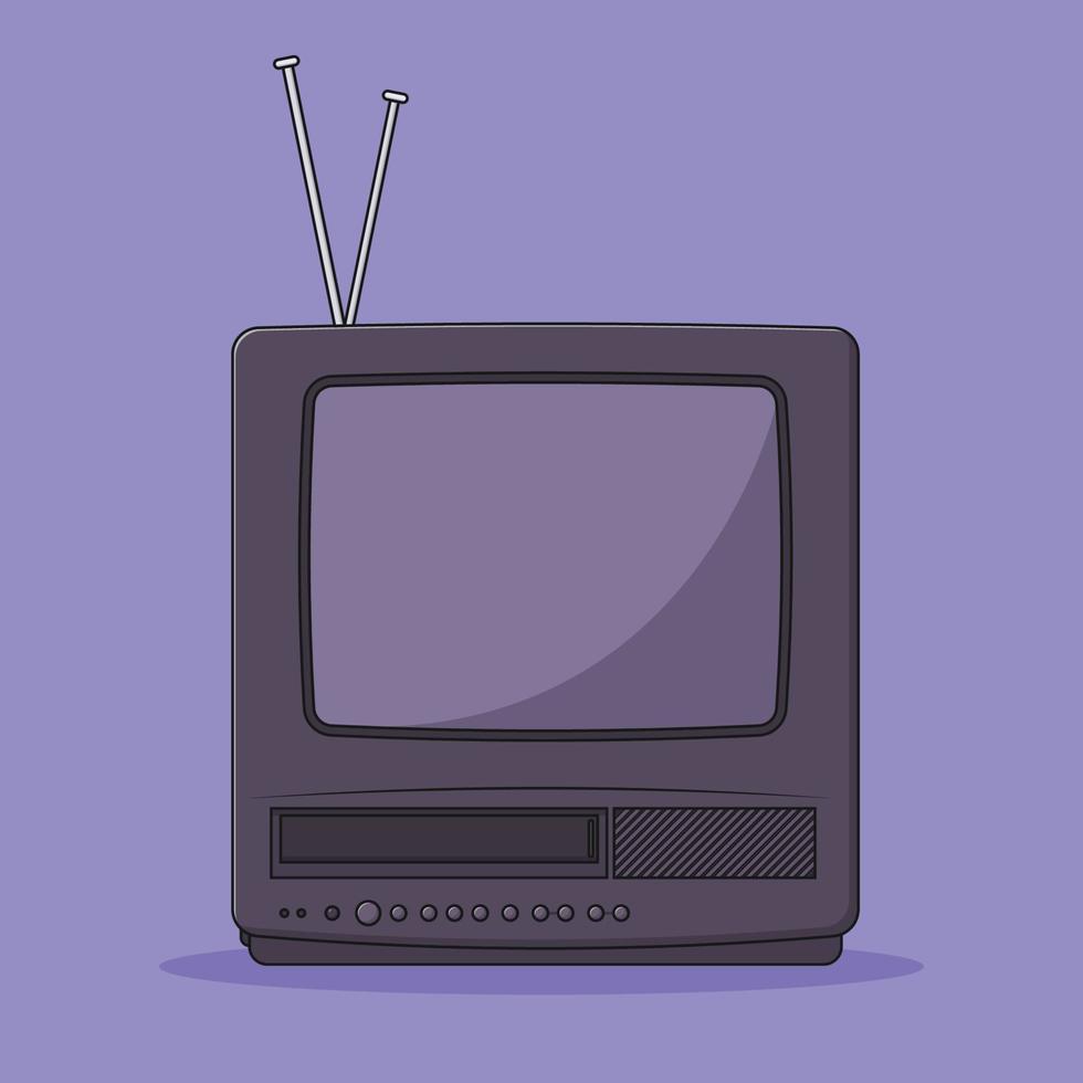 retro TV vektor ikon illustration med översikt för design element, klämma konst, webb, landning sida, klistermärke, baner. platt tecknad serie stil