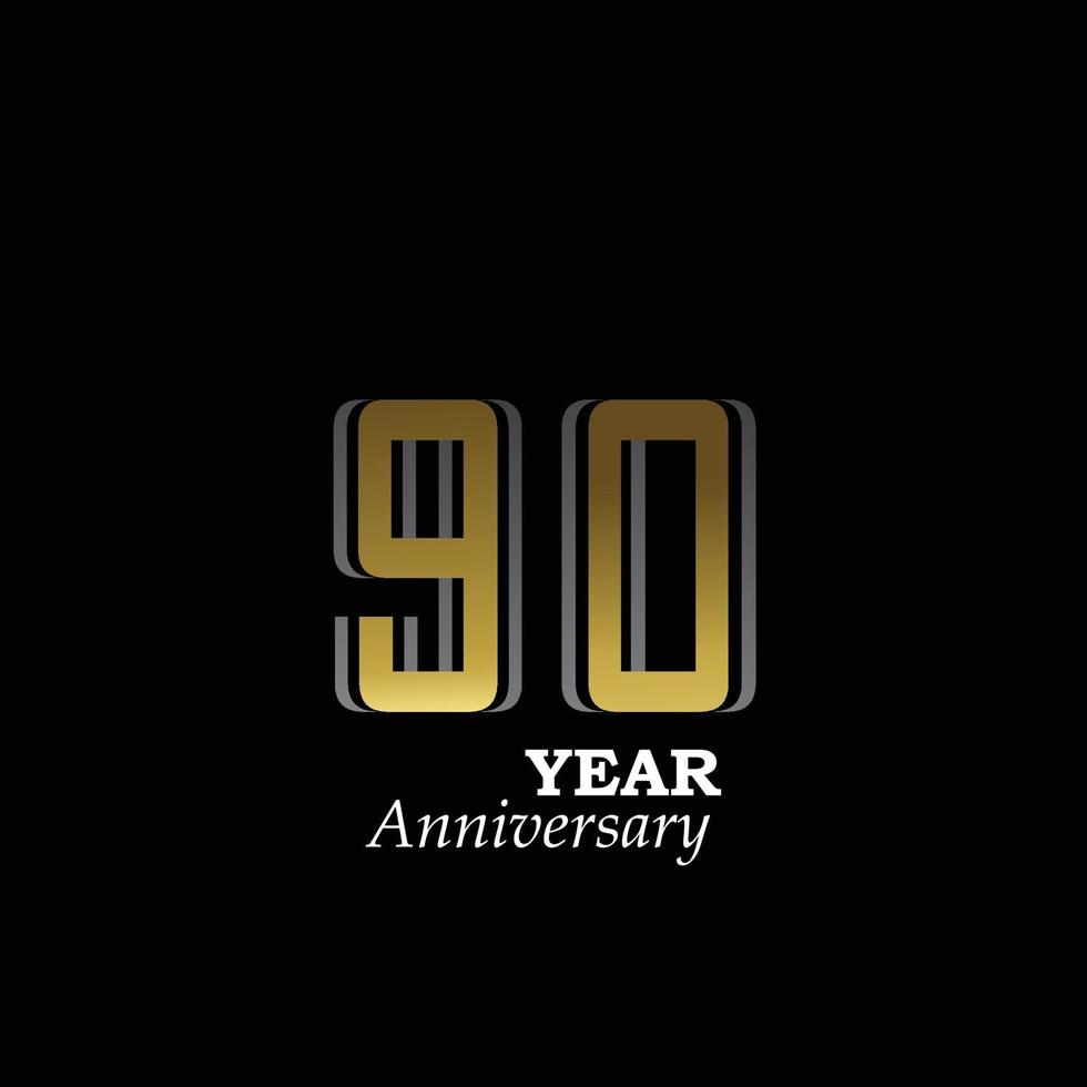 90 Jahre Jubiläum Logo Vektor Vorlage Design Illustration Gold und Schwarz