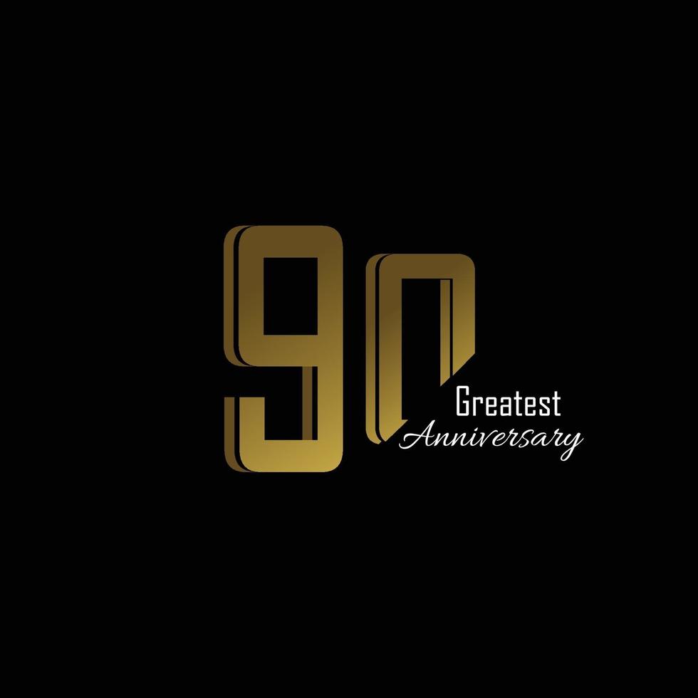 90 år årsdag logo vektor mall design illustration guld och svart