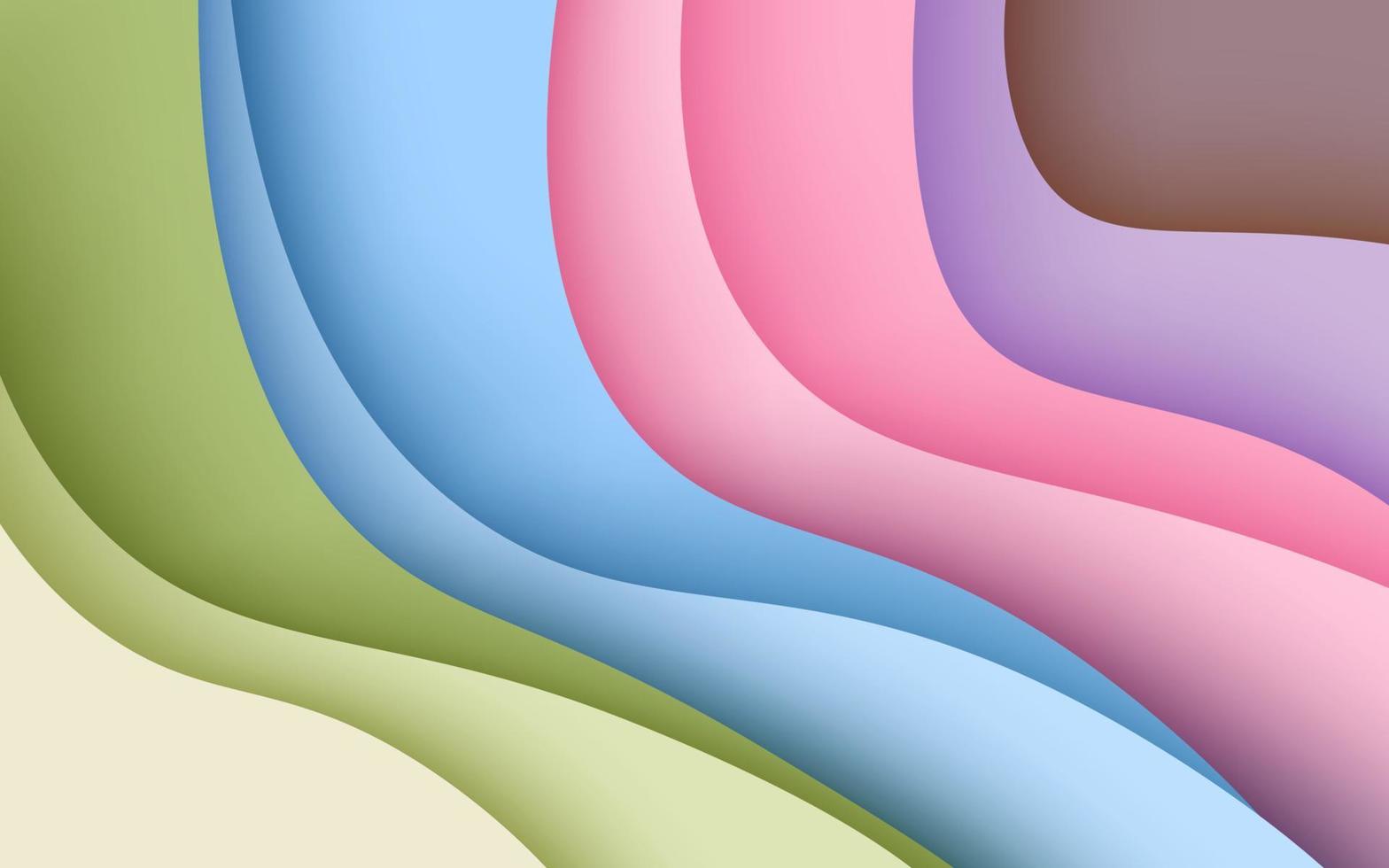 multi farbig abstrakt Grün, Blau, Rosa. lila Sanft wellig Papierschnitt Überlappung Schichten Hintergrund. eps10 Vektor