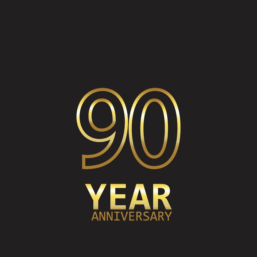 90 Jahre Jubiläum Logo Vektor Vorlage Design Illustration Gold und Schwarz