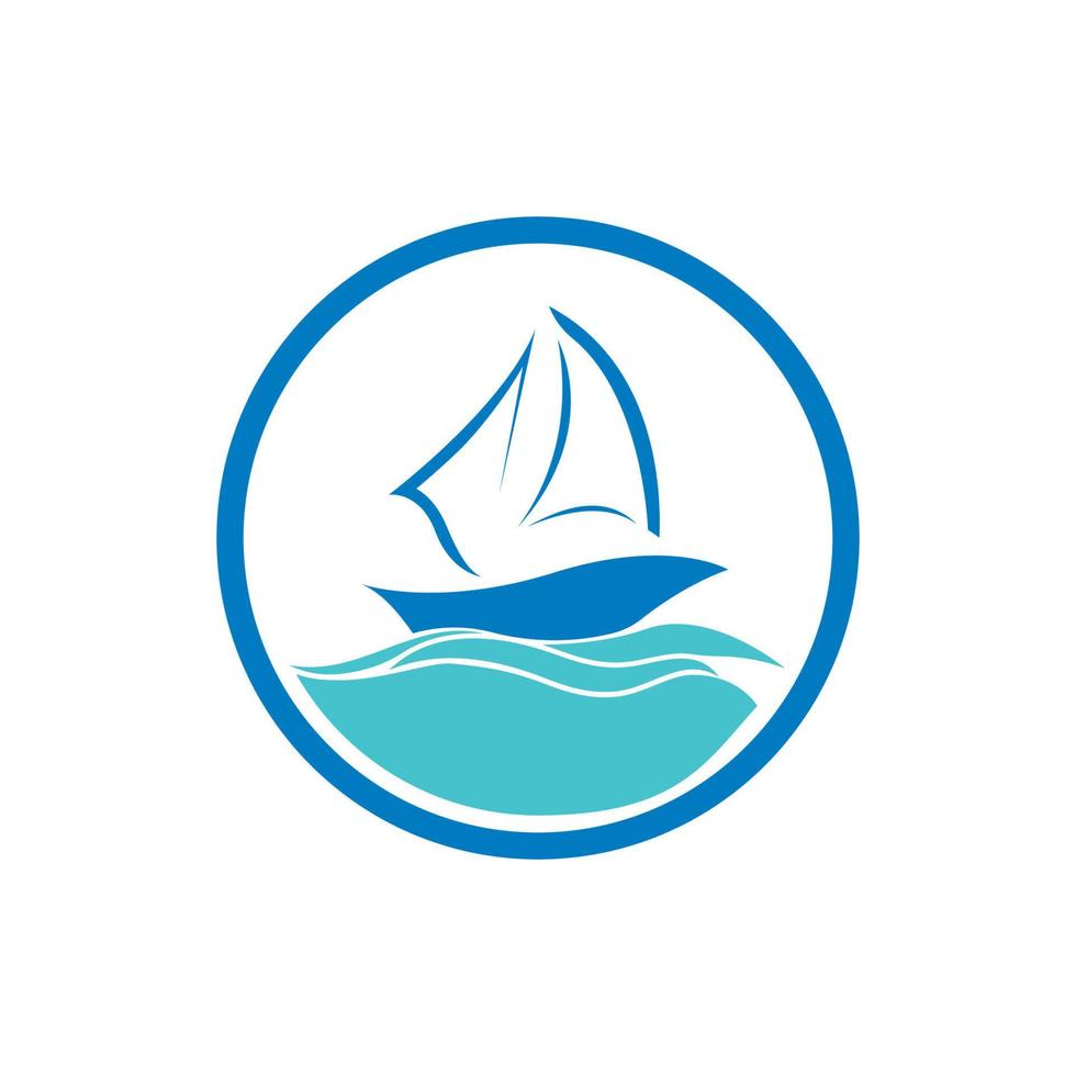 segelboot auf meer ozeanwelle mit logo-design vektor