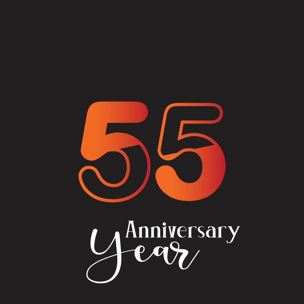 55 årsdag logo vektor mall design illustration orange och svart