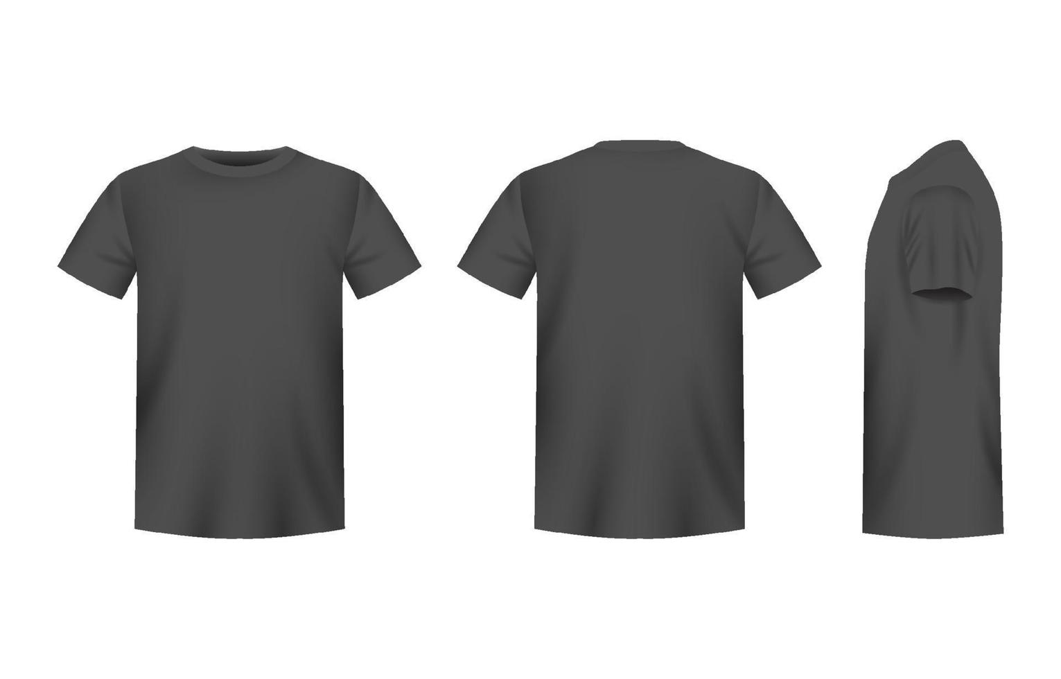 realistisch schwarz T-Shirt spotten oben vektor