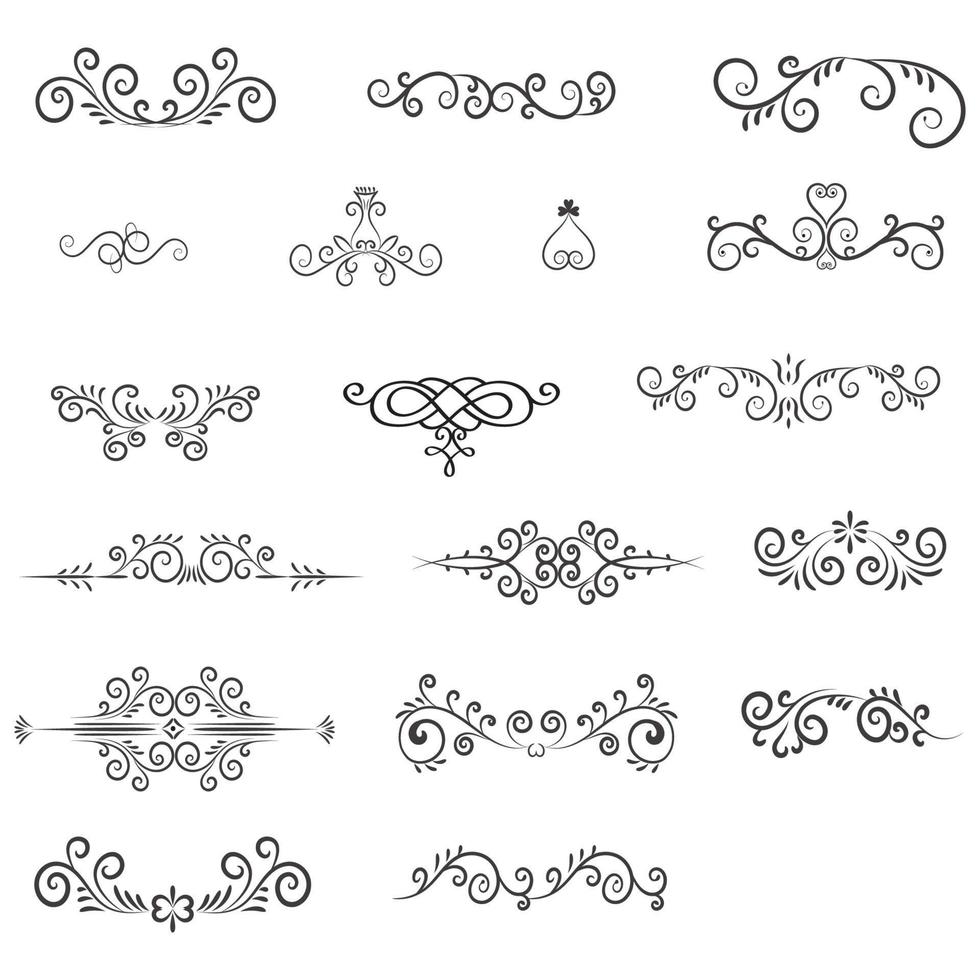 Zier Regel Linien im anders Design, dekorativ Teiler, Strudel Elemente, Vektor Grafik Elemente zum Design Vektor Elemente