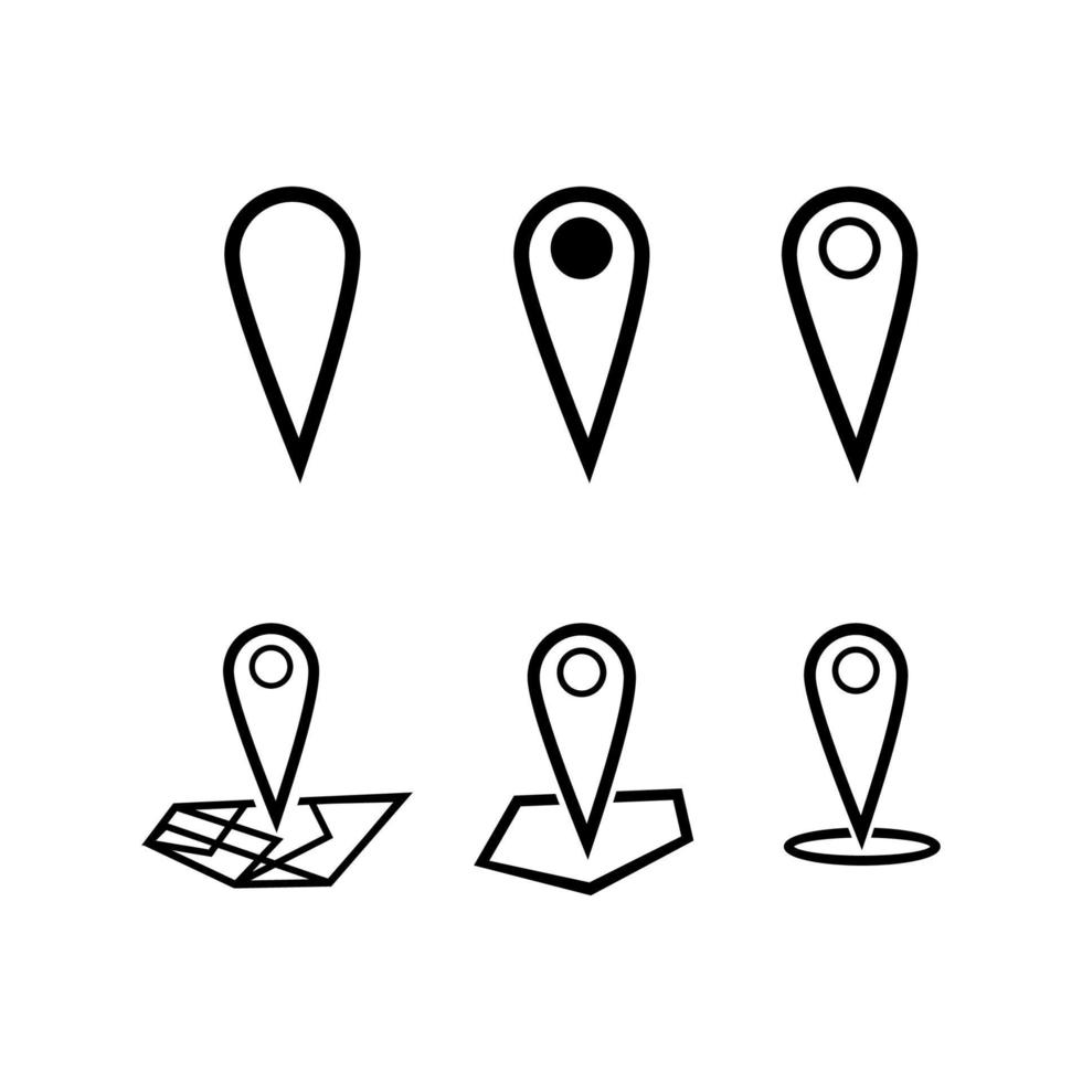 einstellen von Gliederung Stift Punkt Symbol. Karte Ort Symbol isoliert auf Weiß Hintergrund. Vektor Illustration