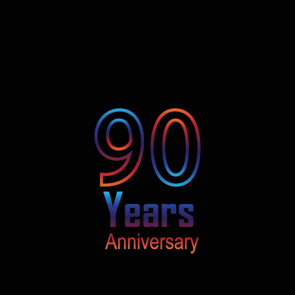 90 Jahre Jubiläum Logo Vektor Vorlage Design Illustration