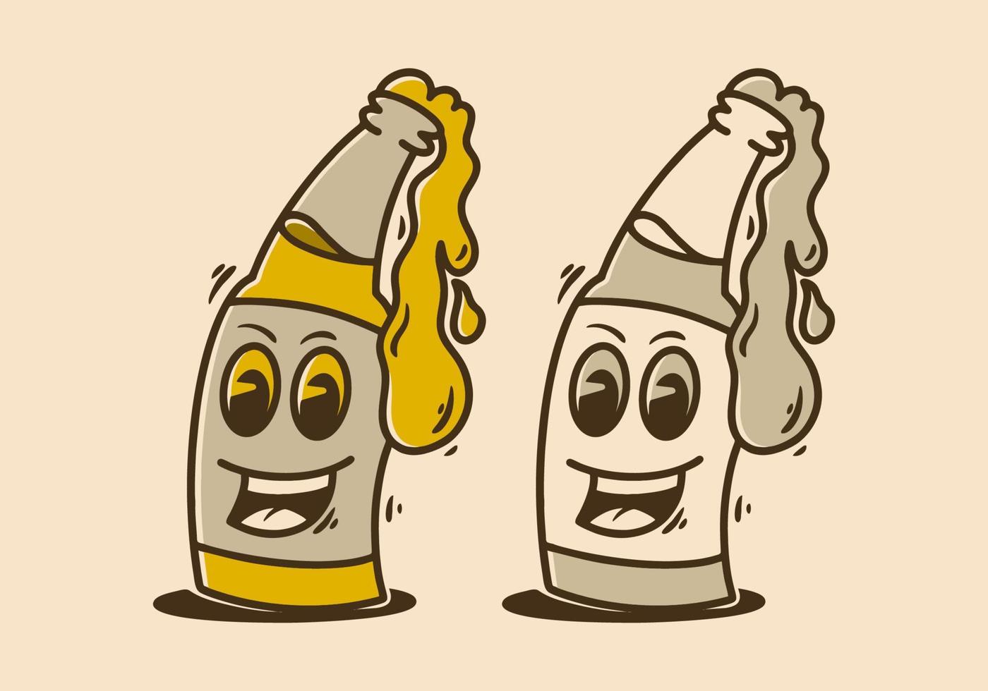 de flaska öl karaktär med Lycklig ansikte vektor