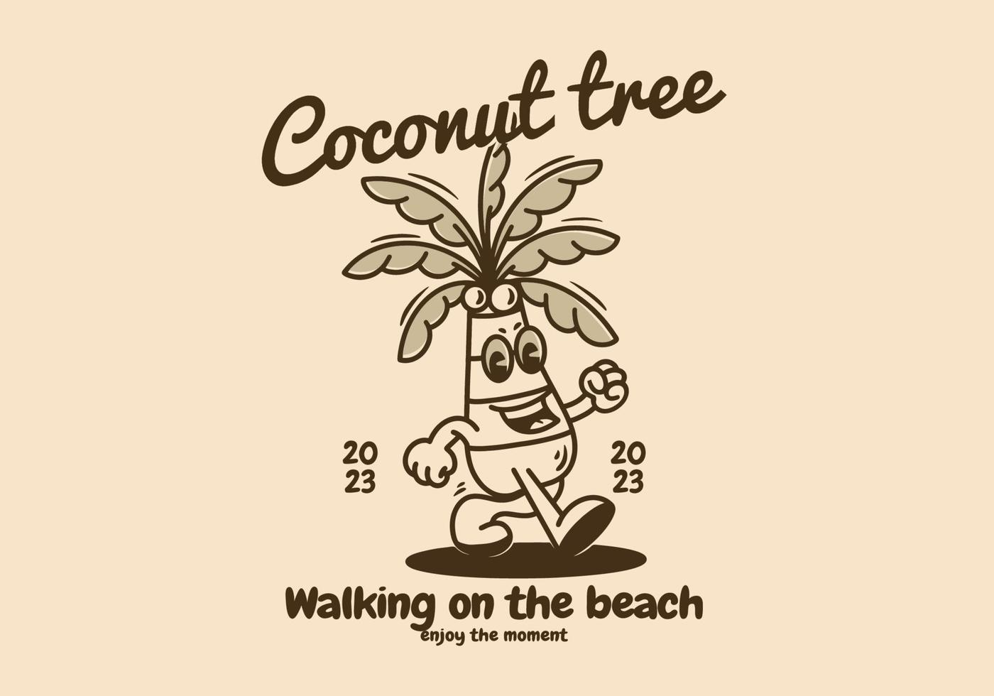 gående kokos träd maskot karaktär vektor