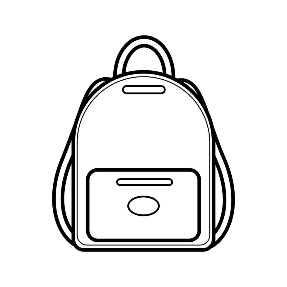 Schule Damen Rucksack zum Mädchen, einfach linear Symbol isoliert auf Weiß Hintergrund. Waren zum Schule, Wandern Reisen. Ausbildung, Reise. Logo zum Tag von Wissen. zurück zu Schule. Vektor Illustration