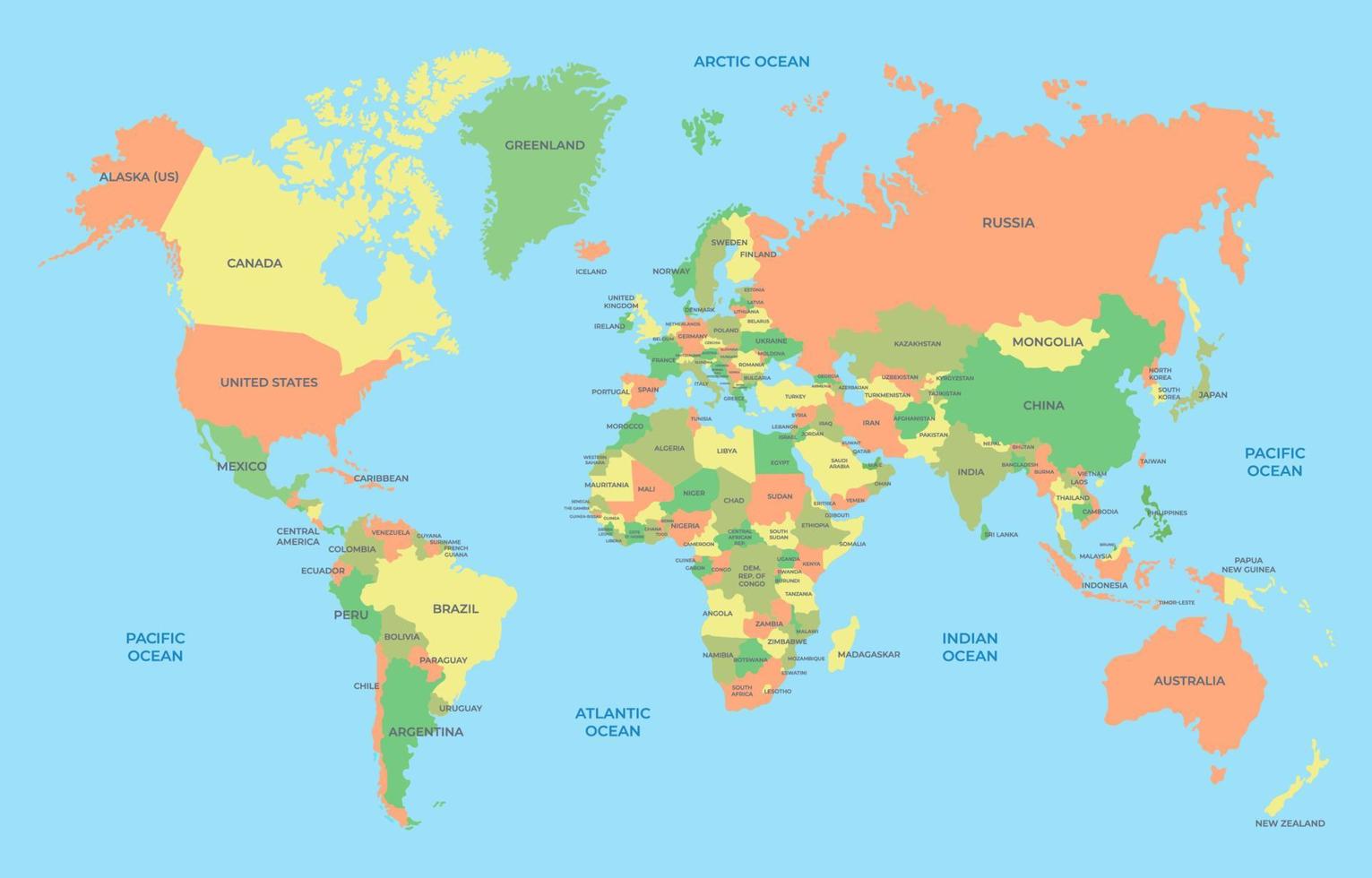 Welt Karte Hintergrund mit Länder vektor