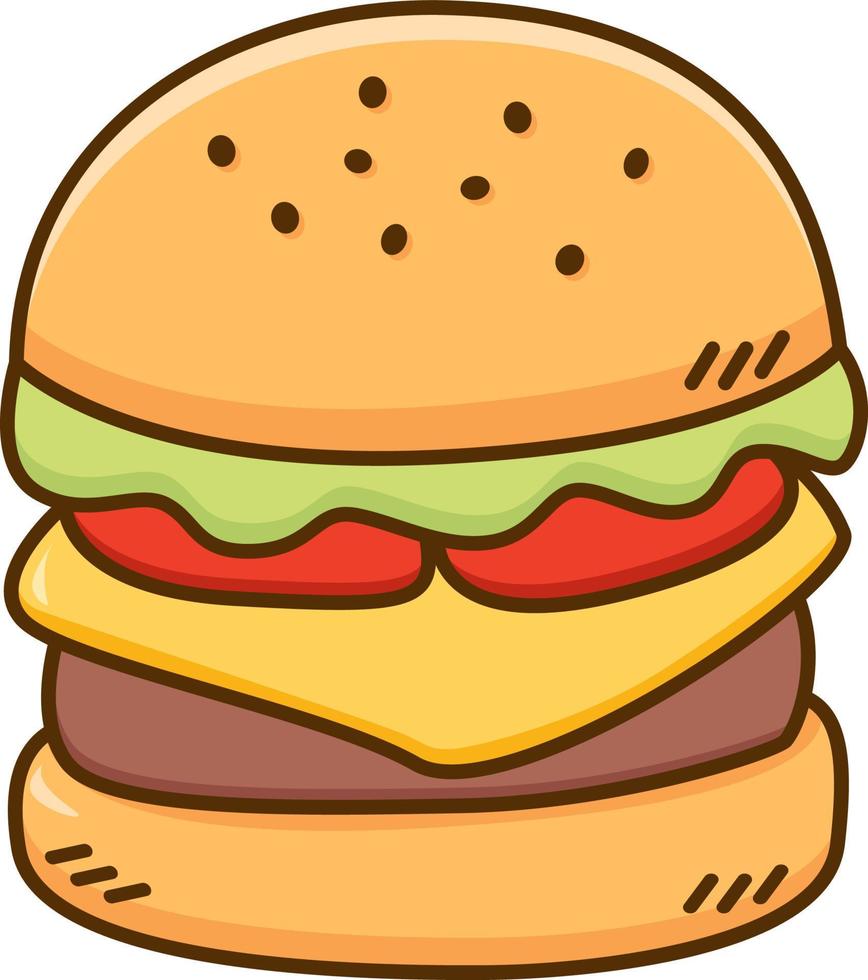 burger skräp mat hamburgare snabb mat illustration. översikt fylld vektor för restaurang och Kafé meny eller klistermärke.