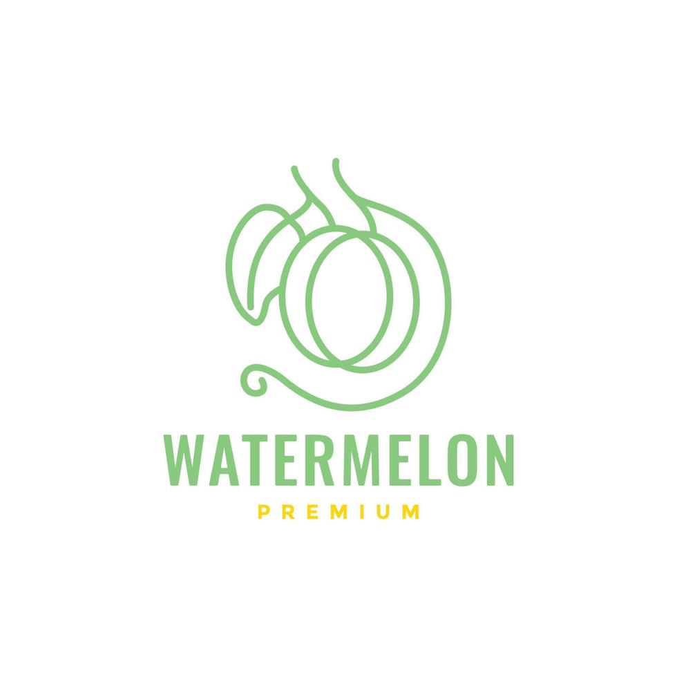 färsk frukt vattenmelon löv växt minimal linje konst modern logotyp design vektor