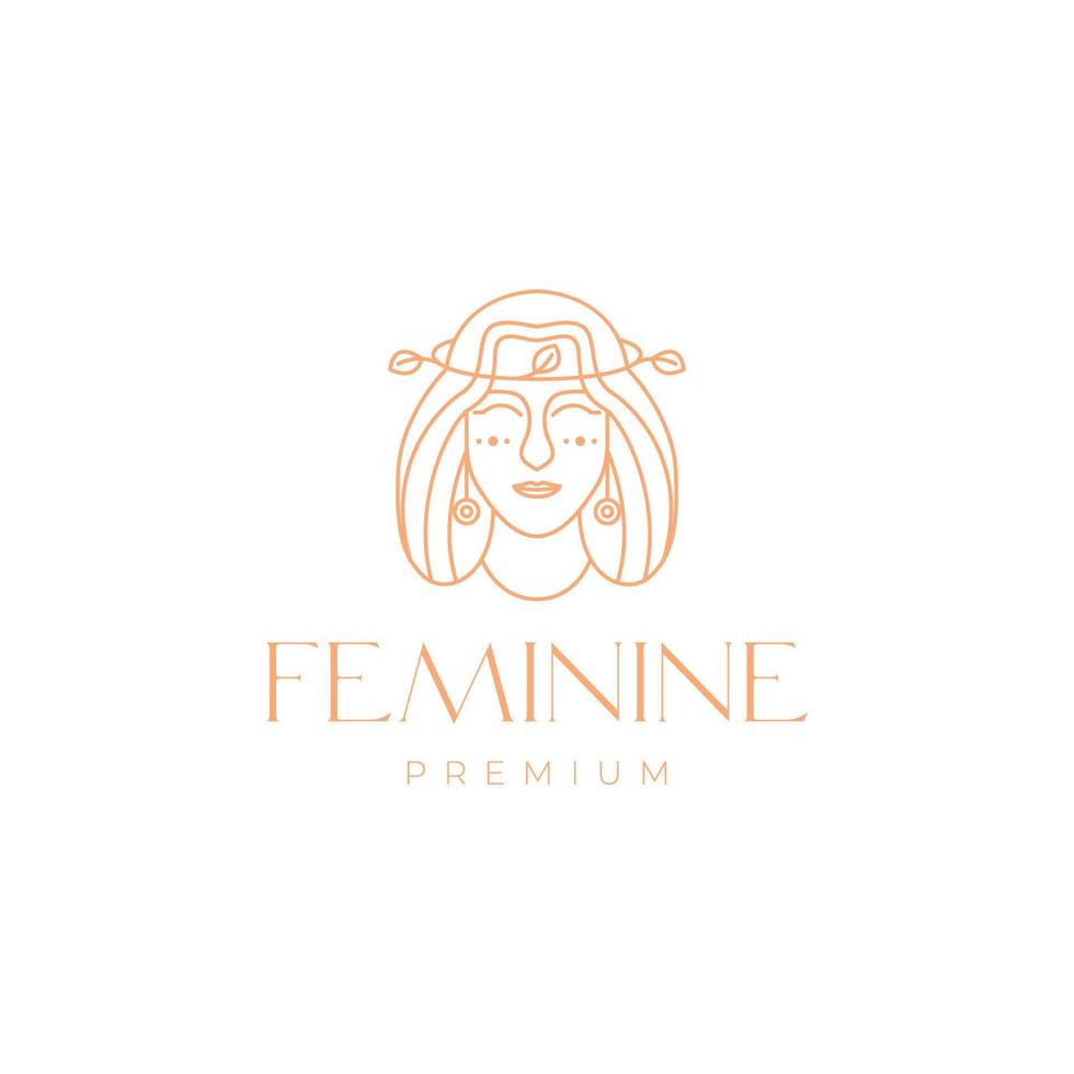 Schönheit feminin Gesicht griechisch Frauen uralt Linie minimalistisch Logo Design Vektor