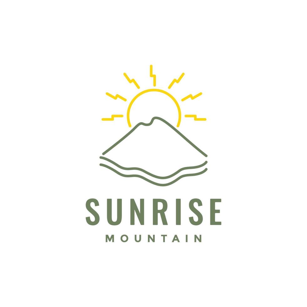 Panorama- Sonnenaufgang montieren Sunburst minimal Linie einfach Logo Design Vektor