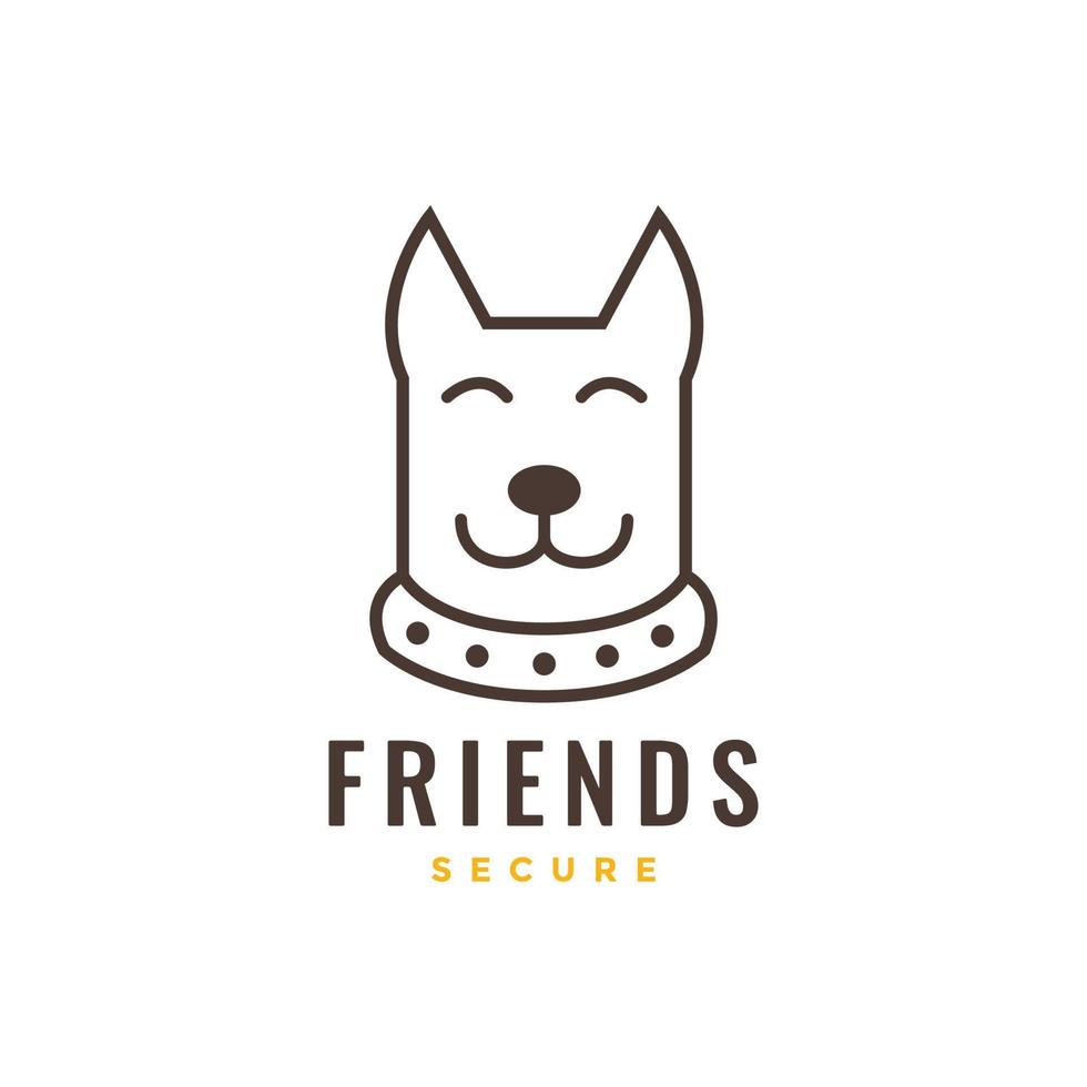 Tier Haustiere Hund Gesicht Halskette Sicherheit Polizei Maskottchen Lächeln minimal modern Logo Design Vektor