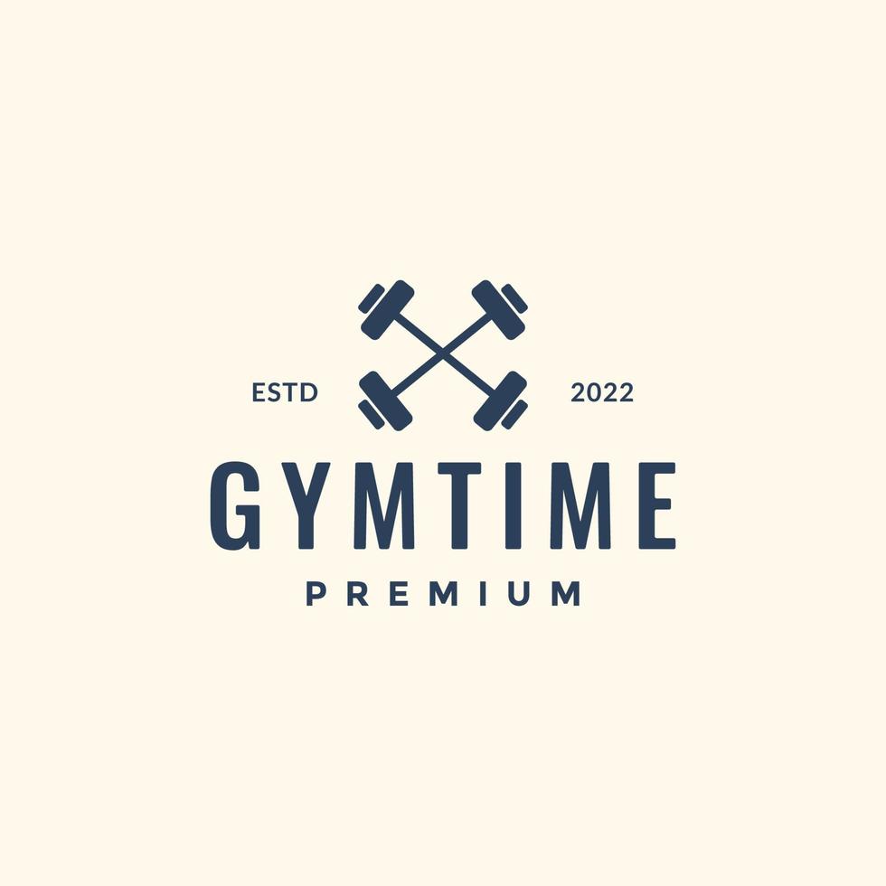 korsa skivstång Gym kondition hälsa kropp bygga minimal hipster logotyp design vektor ikon illustration