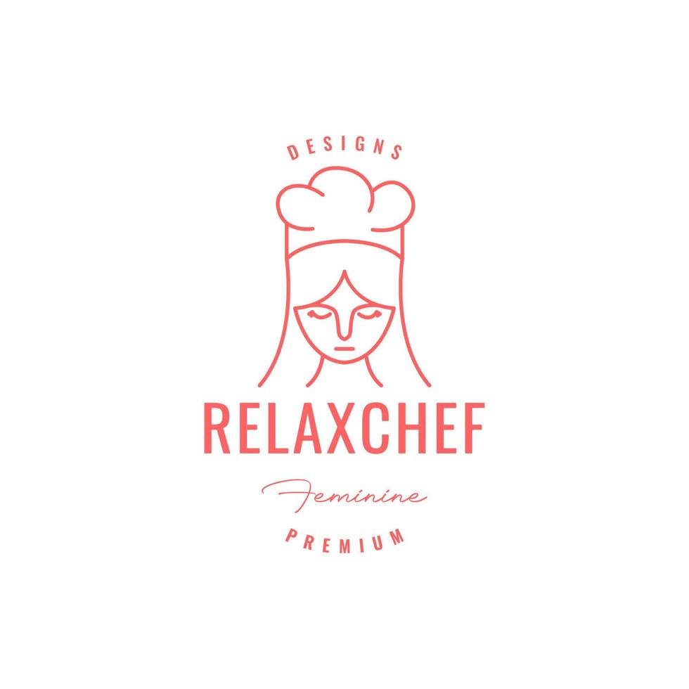 Gesicht Maskottchen Karikatur süß Schönheit Koch Mädchen entspannen minimalistisch Logo Design Vektor Symbol