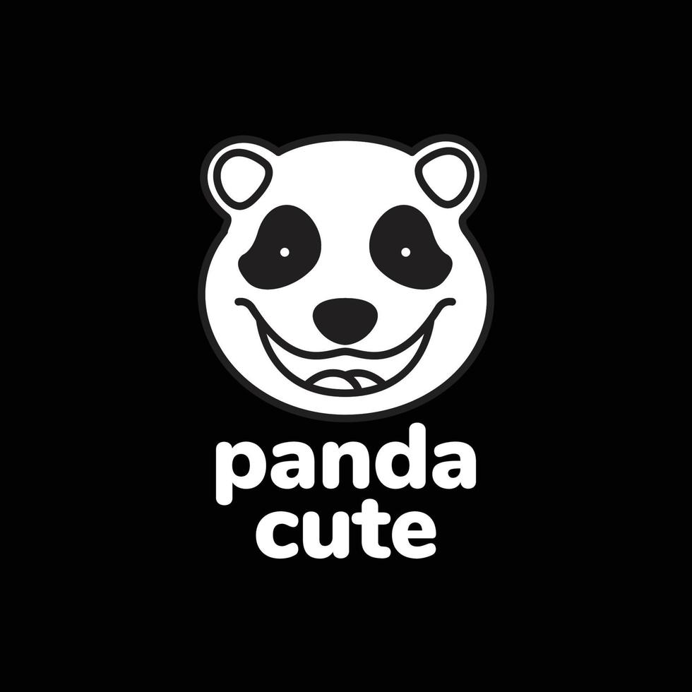 tecknad serie ansikte maskot söt leende panda huvud djur- vilda djur och växter logotyp design vektor