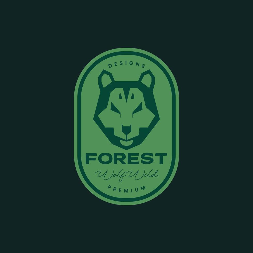 Tier Tier Wald nachtaktiv Fleischfresser Kopf Wolf heulen Abzeichen Jahrgang Logo Design Vektor Symbol