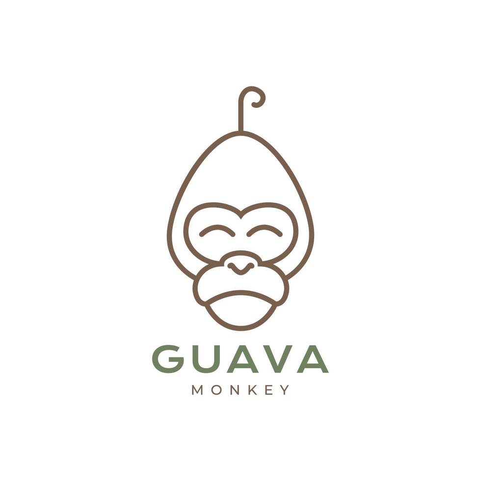 maskot guava apa jordnöt linje minimal logotyp design vektor
