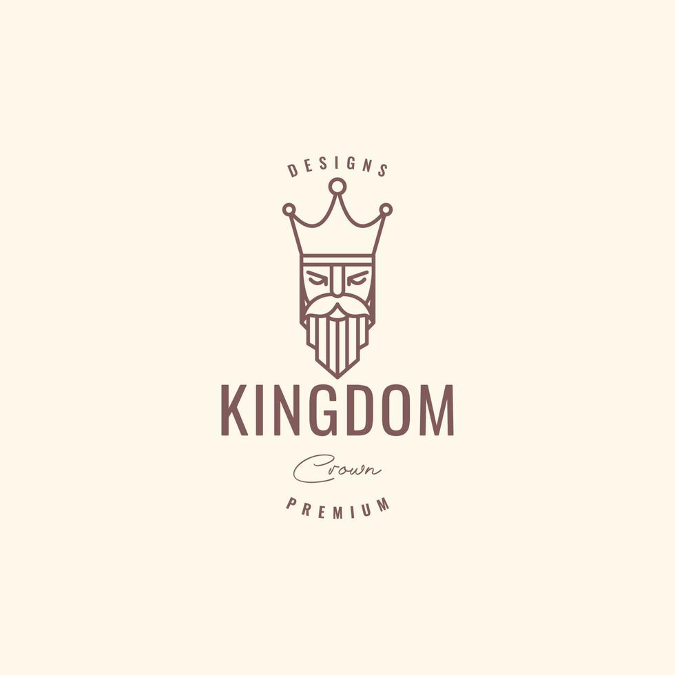 gammal kille lång skäggig mustasch kung krona rike hipster maskot tecknad serie logotyp design vektor ikon illustration