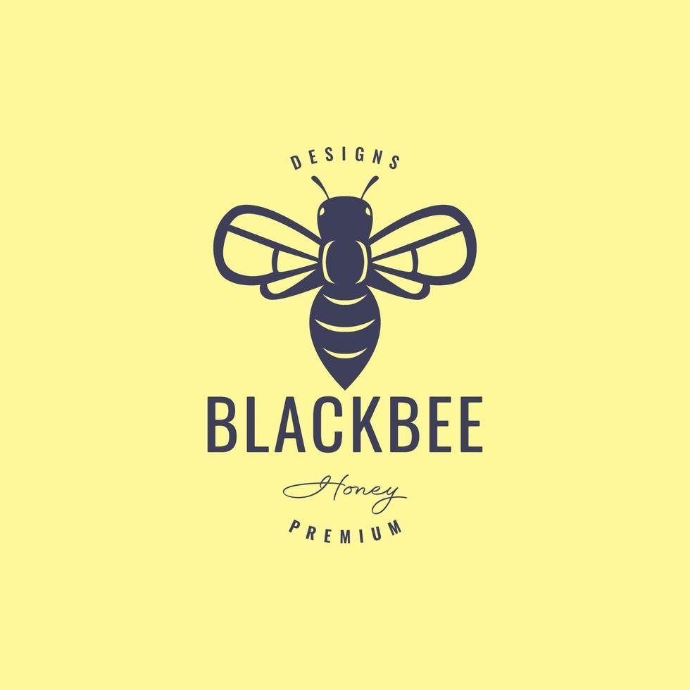 fliegend Insekt Hummel schwarz Hipster Jahrgang farbig Logo Design Vektor Symbol Illustration