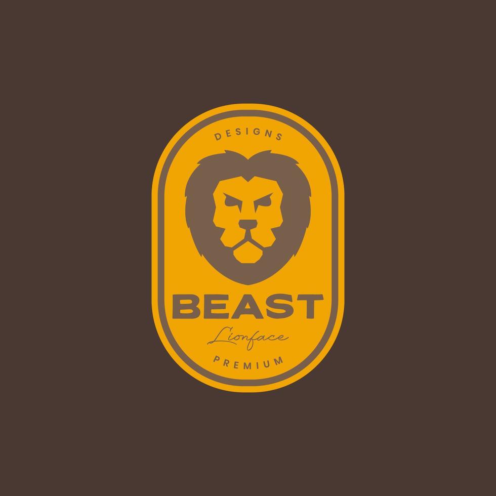 stark Tier Tier Savanne Löwe Mähne Fleischfresser Jahrgang Abzeichen Logo Design Vektor Symbol