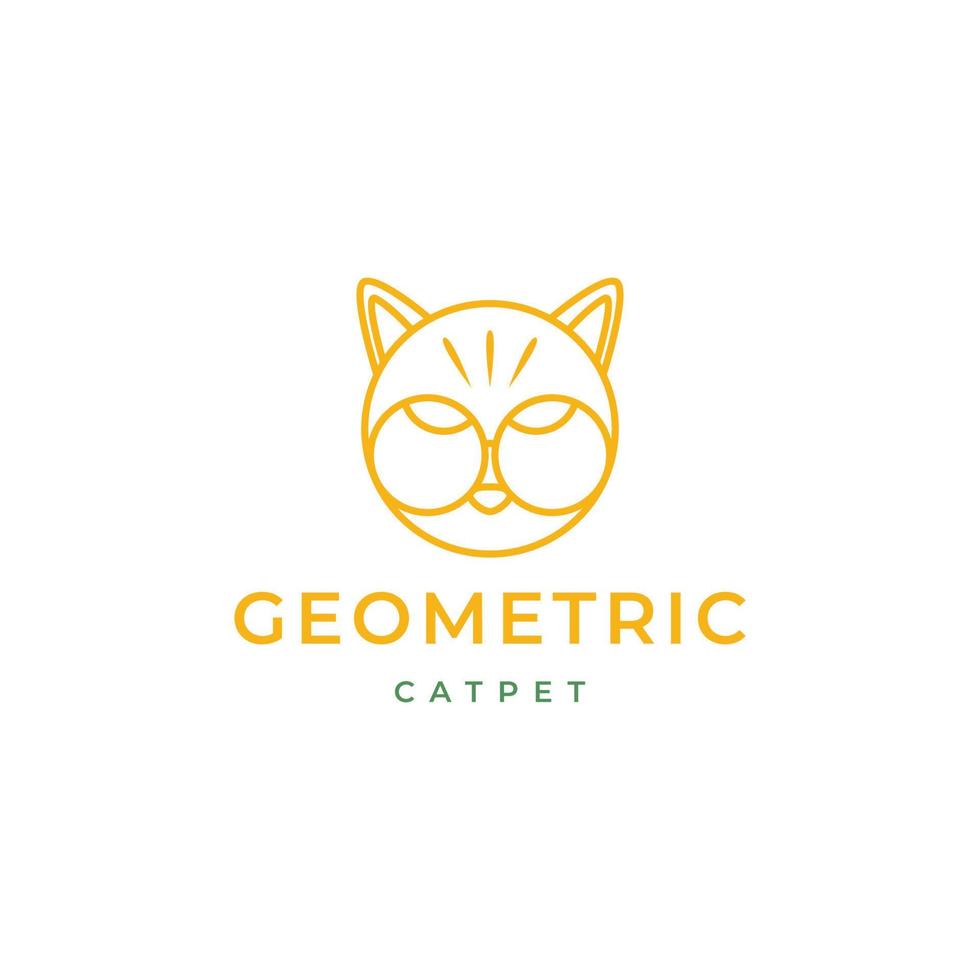 djur- husdjur katt kattunge geometrisk modern linje cirkel logotyp design vektor ikon illustration