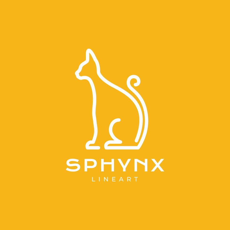 djur- husdjur katt sfinx ensam sitta linje konst modern minimalistisk rena logotyp design vektor