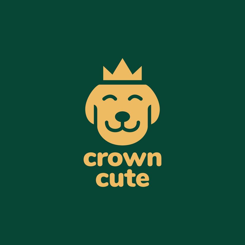 djur- husdjur hund tjur leende krona maskot linje modern logotyp design vektor