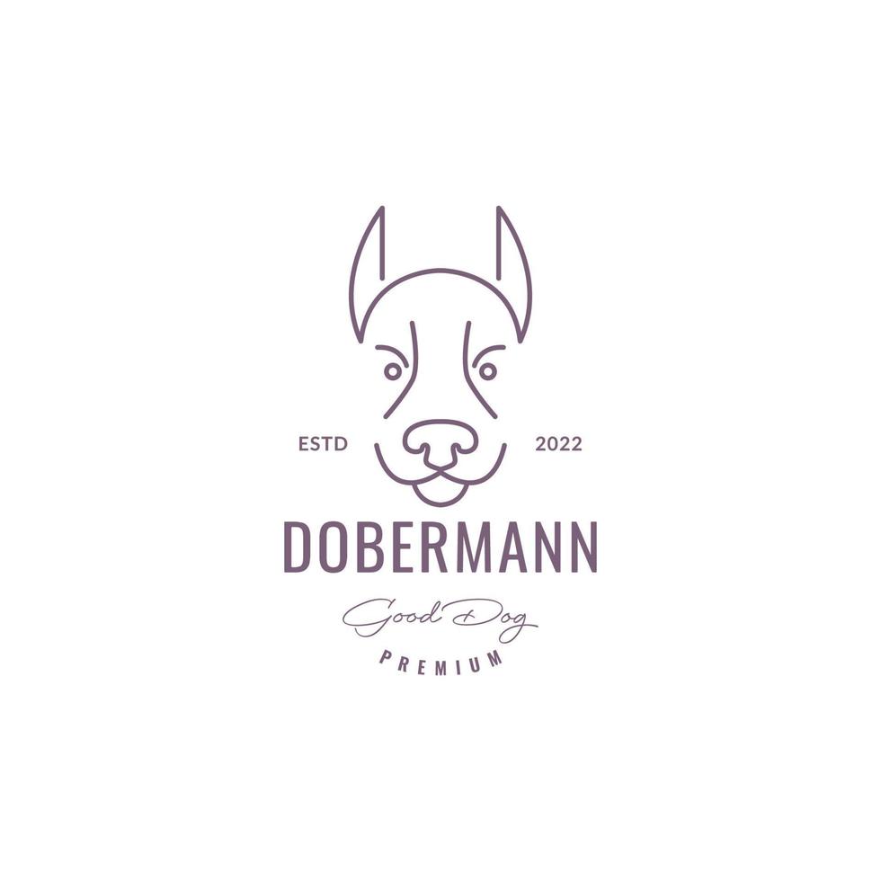 Gesicht Freund Haustiere sichern Hund k9 Dobermann Linien minimal Logo Design Vektor Symbol Illustration