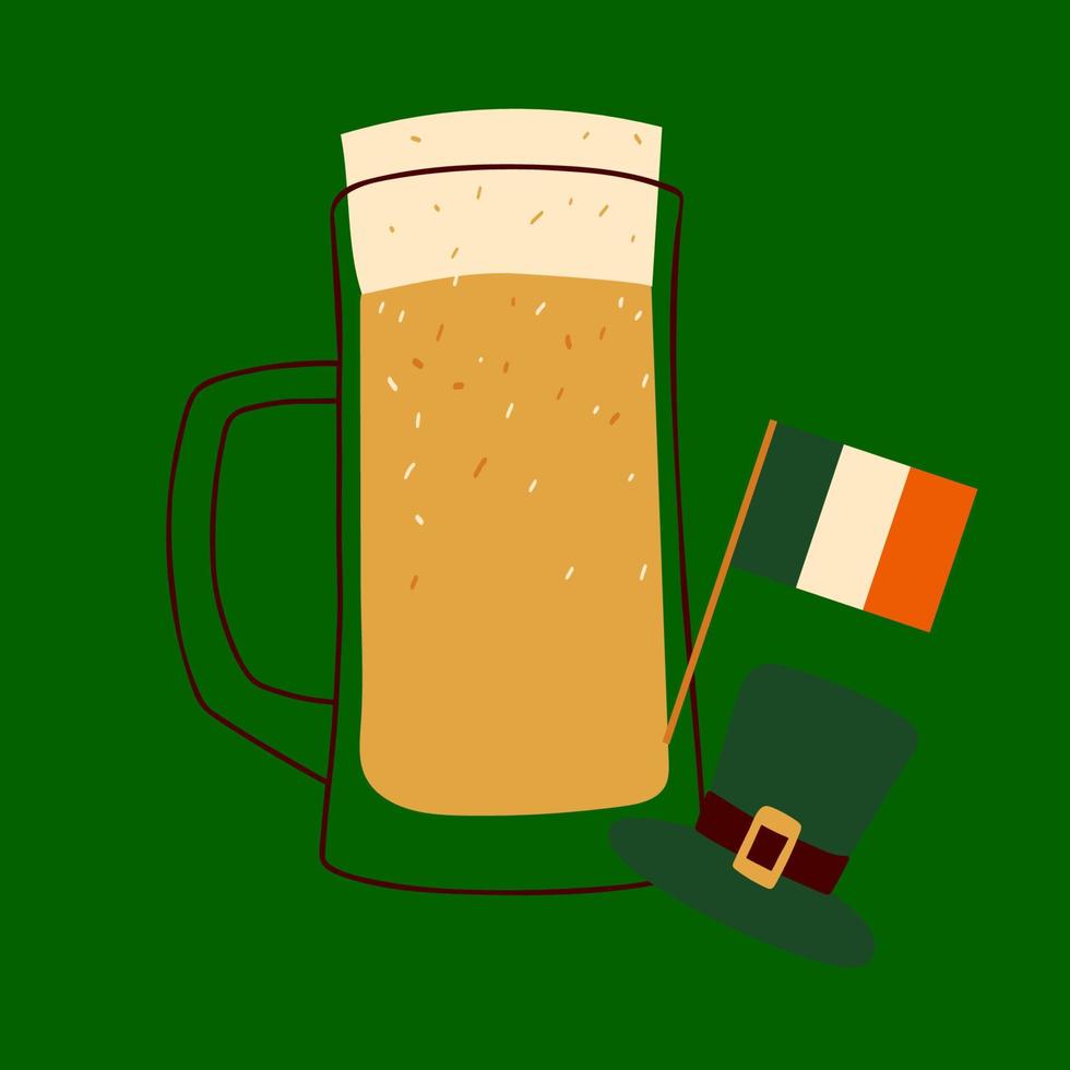 stiliserade illustration råna av öl på grön bakgrund för St Patrick Semester vektor