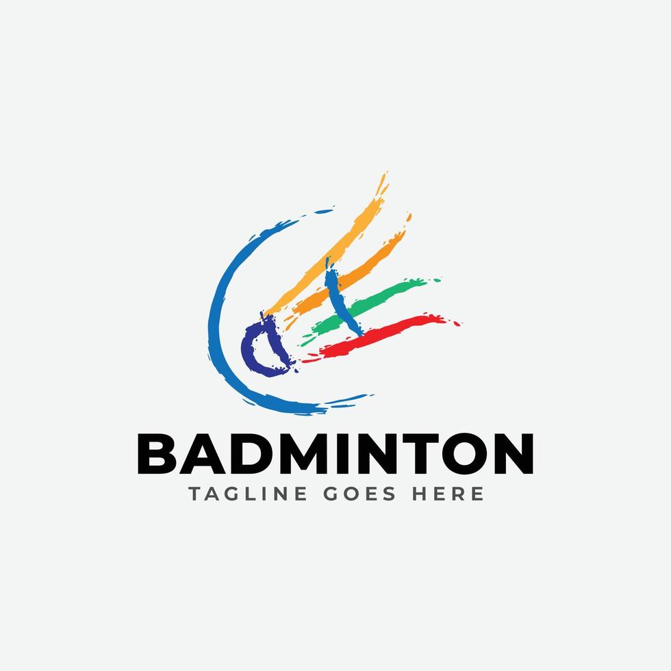 Federbälle Badminton Logo Design Vektor Illustration.