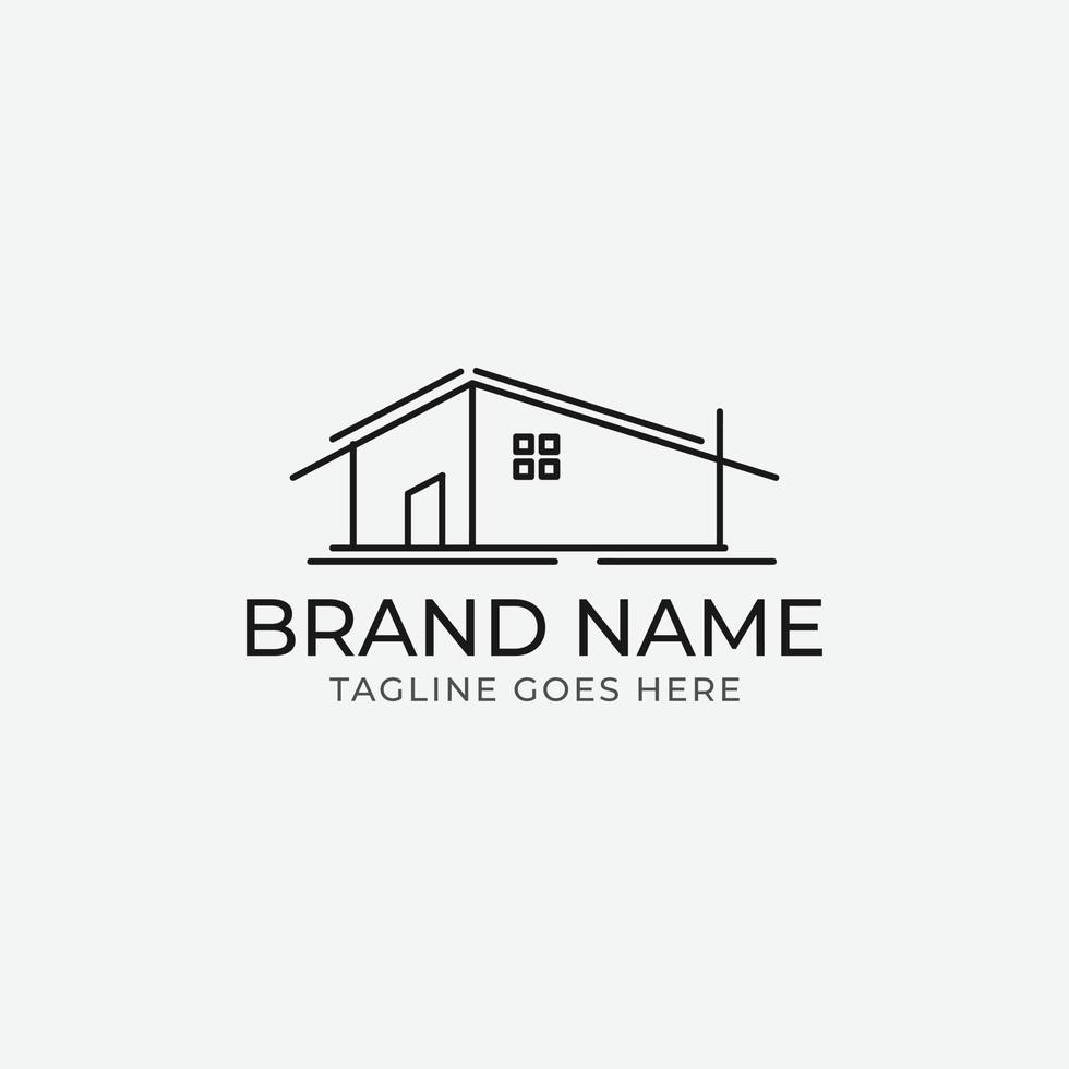 enkel hus logotyp mall med kreativ linjekonst stil. vektor