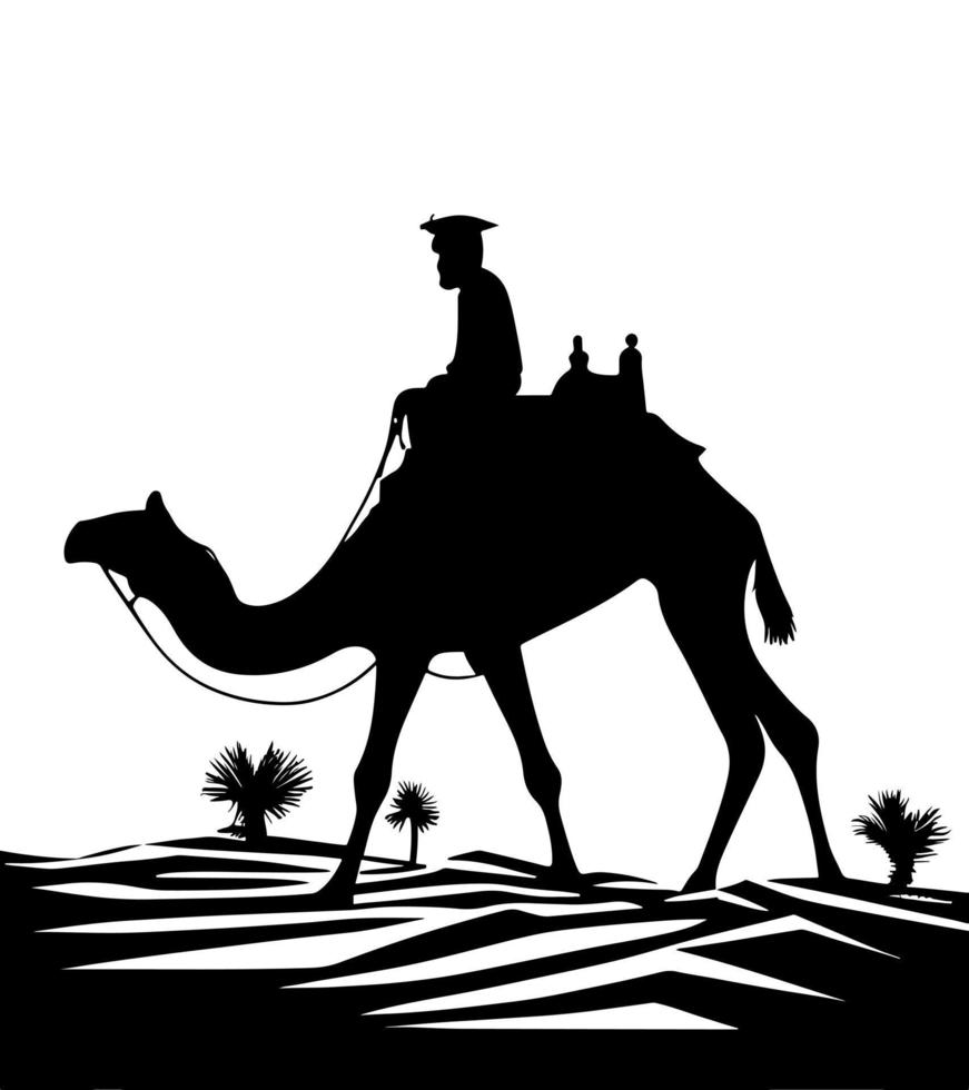 kamel ryttare silhuett svart logotyp djur silhuetter ikoner kamel ryttare öken- handflatan silhuett vektor illustration