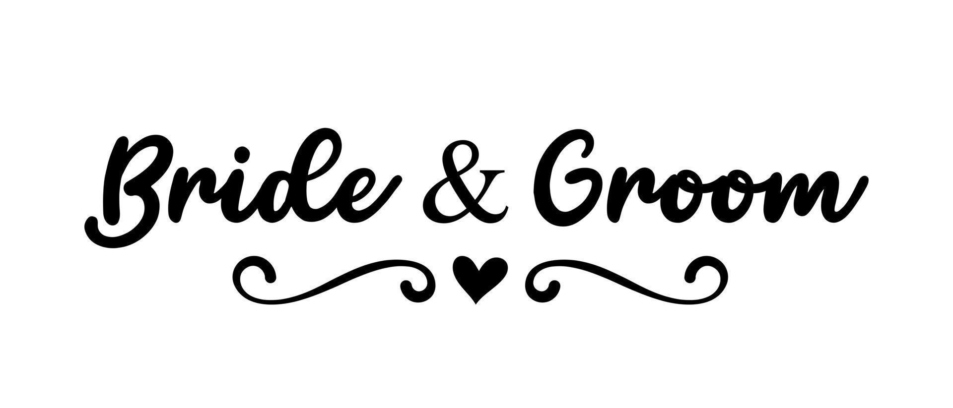 Hand Beschriftung Herr und Frau Hochzeit Braut Bräutigam Paar Liebe Herz Typografie Wörter Kalligraphie Gruß Karte Einladung Hintergrund vektor