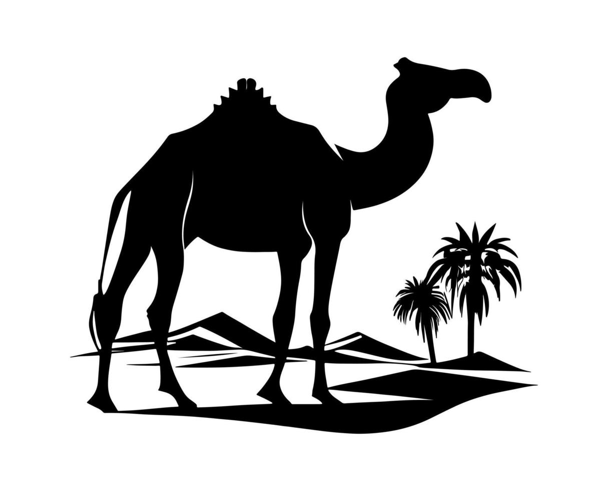 kamel silhuett svart logotyp djur silhuetter ikoner kamel ryttare öken- handflatan silhuett vektor illustration