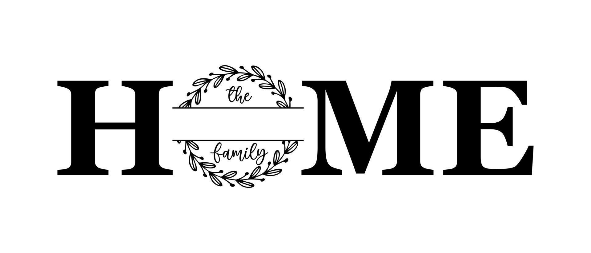 Hand Beschriftung Familie Name Monogramm Teilt Monogramm das Familie herzlich willkommen Zuhause Zeichen Hochzeit Blumen- Ornament Kranz Rand Rahmen Gruß Karte Einladung vektor